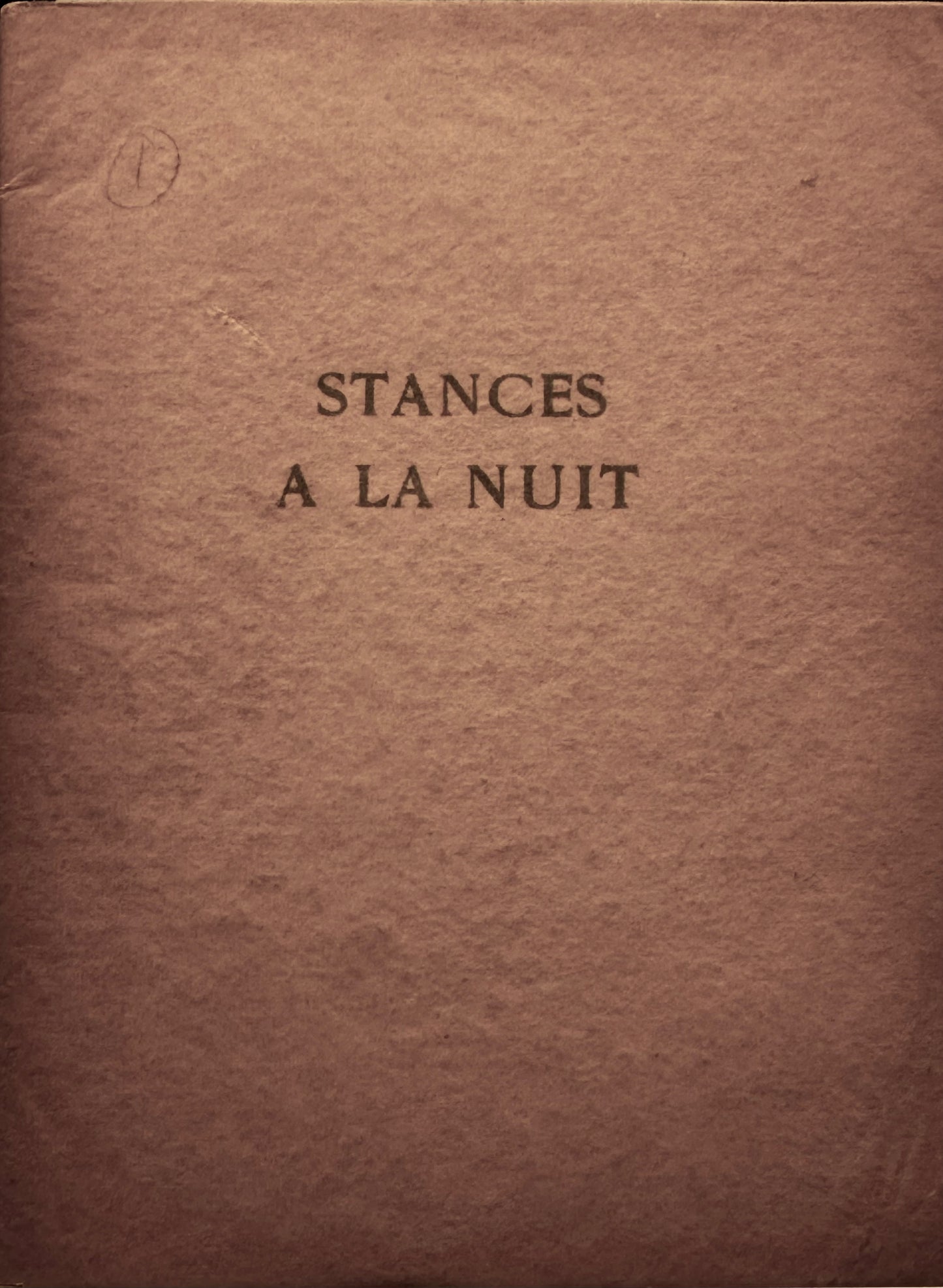 Jules Choux, Stances a la nuit. [Brussel, E. du Perron, 1925]