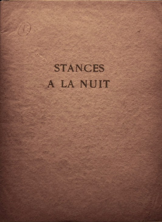 Jules Choux, Stances a la nuit. [Brussel, E. du Perron, 1925]