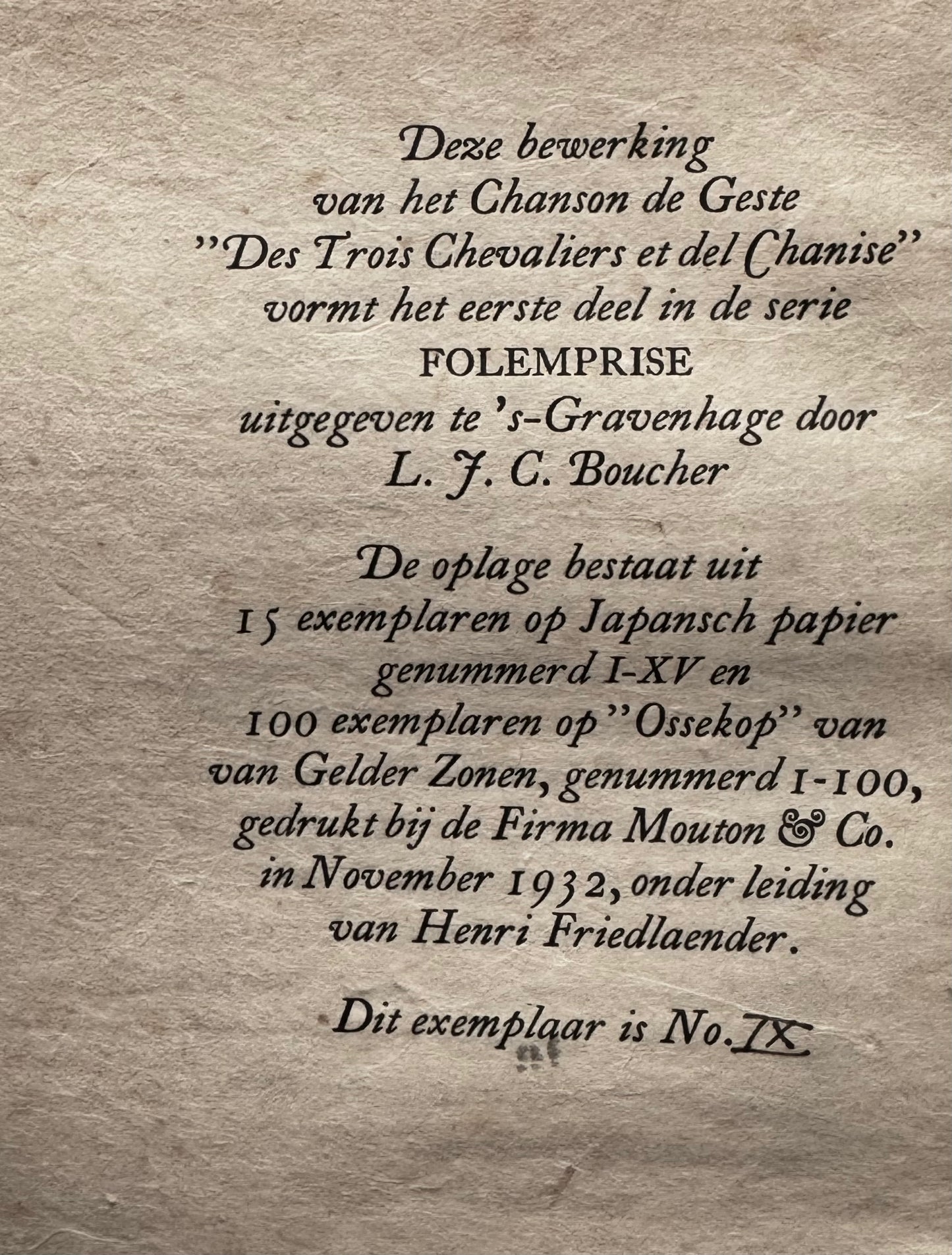 Jacques de Baisieux, Het zijden harnas. Den Haag, Folemprise 1932