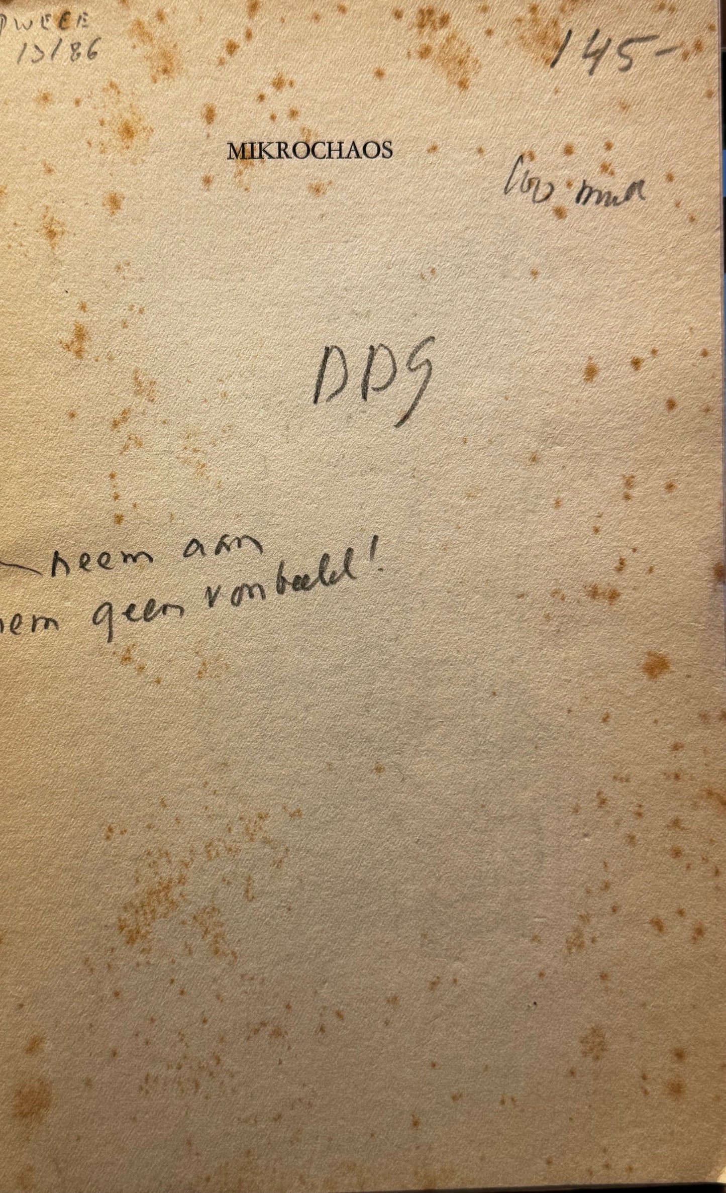 E.du Perron. Mikrochaos. Met een tekening van A.C. Willink. Brussel &amp; Maastricht, A.A.M. Stols, 1932