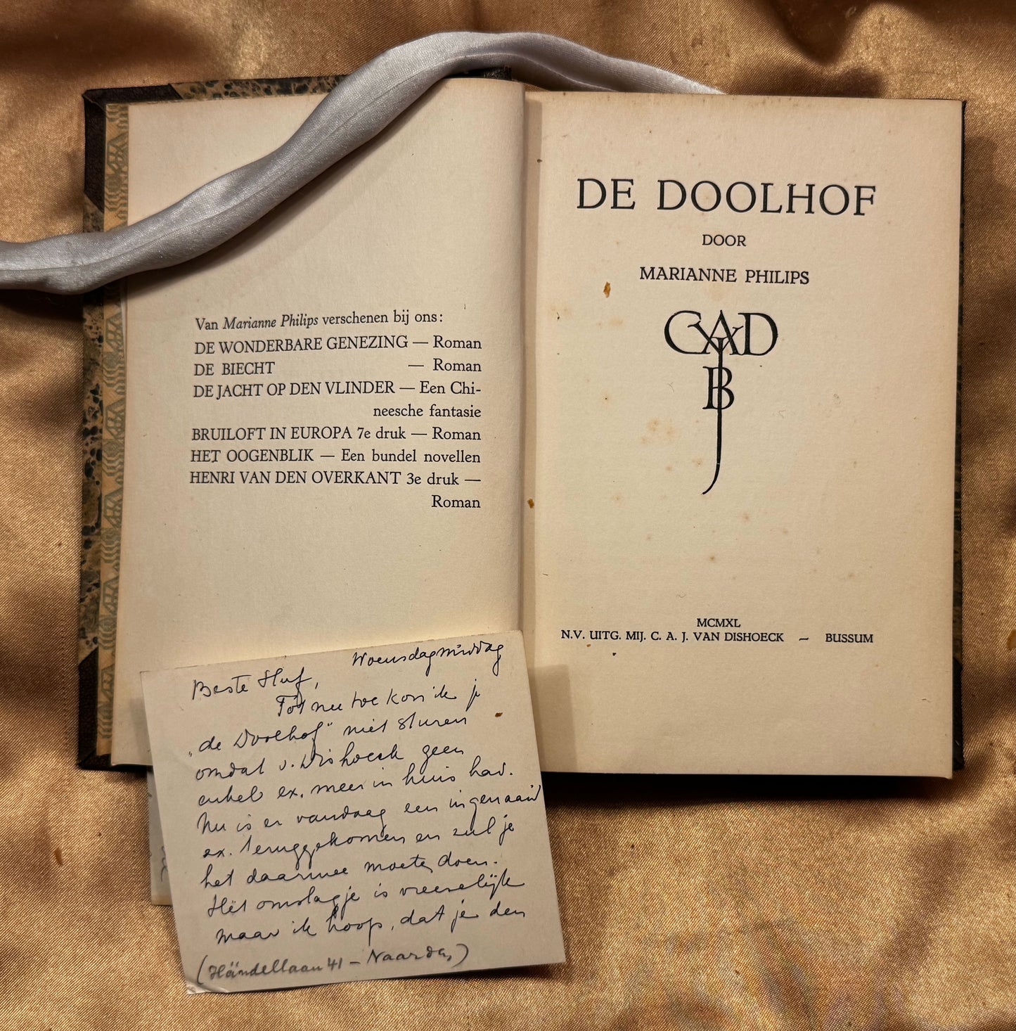 [Vrouwelijke schrijvers. Manuscript] Philips, Marianne De doolhof. Bussum, Van Dishoeck, 1940.