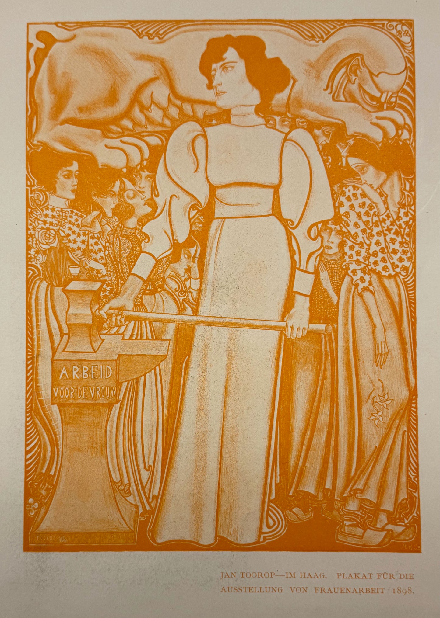 [Feminisme] Toorop, Jan Affiche Tentoonstelling Vrouwenarbeid. Full page heliogravure uit Deutsche Kunst und Dekoration, dl. IV, sept 1899, p. 15 x 24 cm.