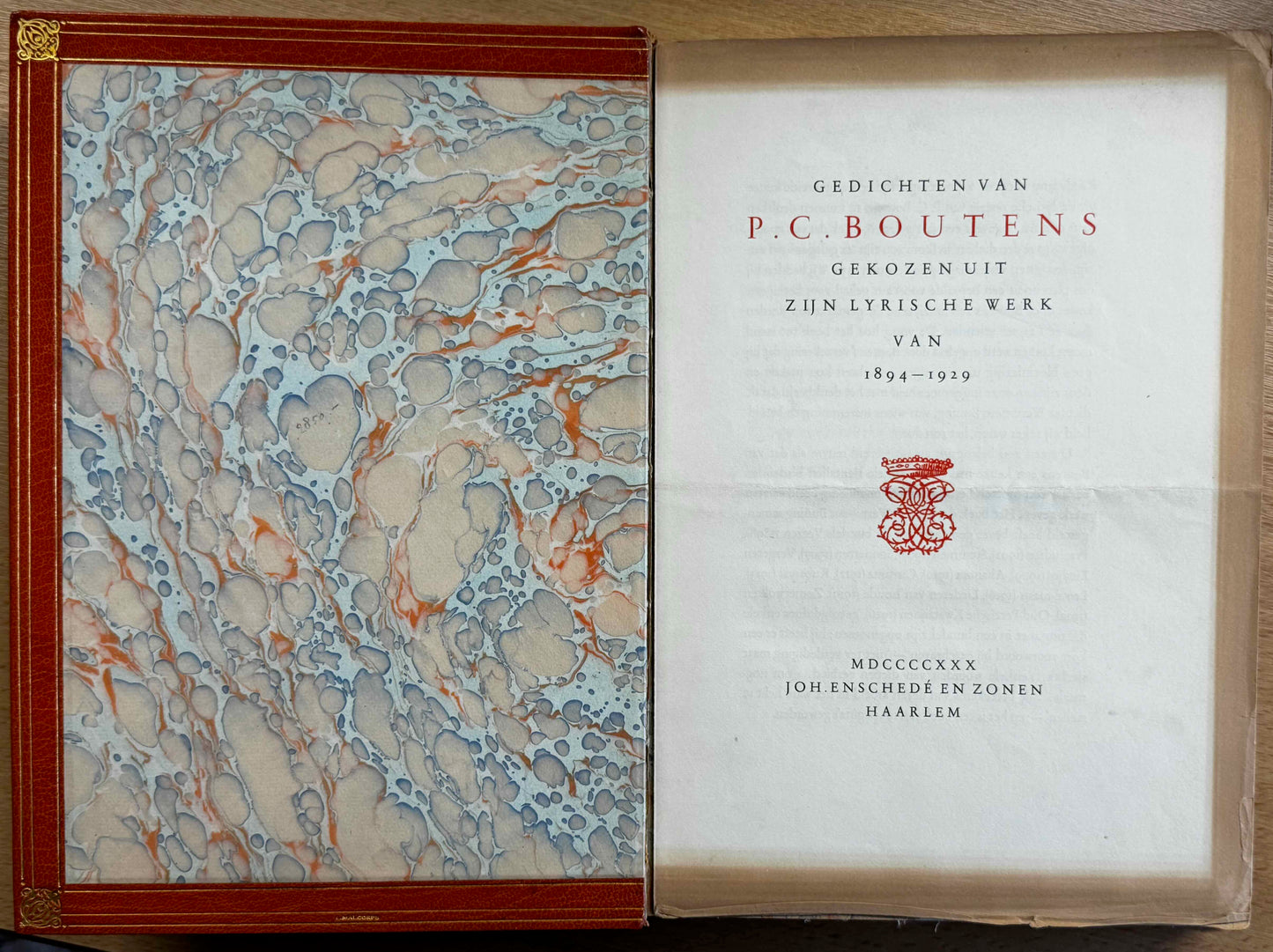 [LUXE] Boutens, P.C. Gedichten, gekozen uit zijn lyrische werk. Haarlem, Enschedé, 1929.