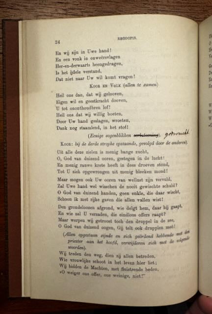 [GESIGNEERD DEBUUT!]] Kloos, Willem Rhodopis. Lyrisch-dramatisch fragment. Z.p., z.j. [1880]
