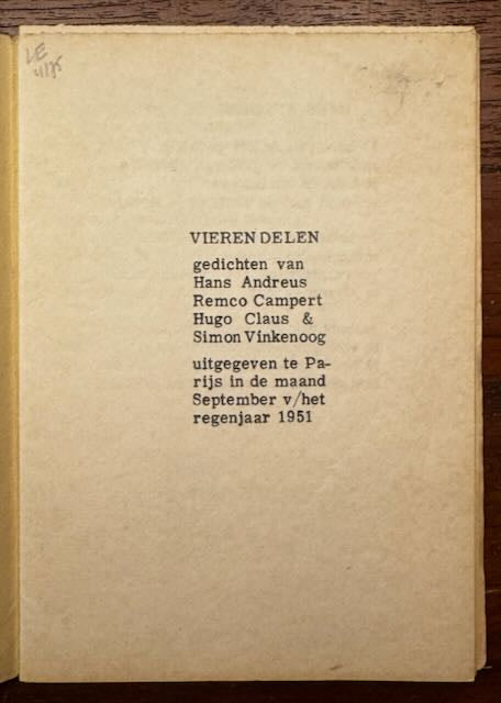 [Vijftigers] Andreus, Hans, Remco Campert, Hugo Claus & Simon Vinkenoog.