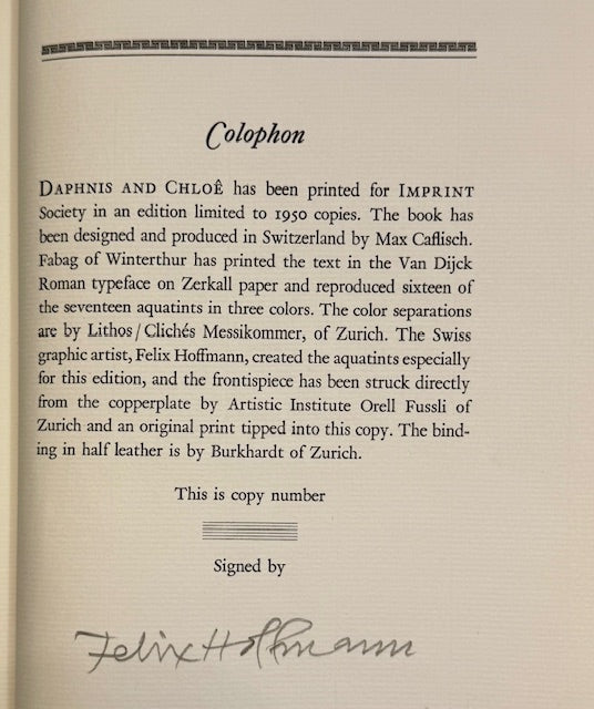 Daphnis and Chloe by Longus, Barre-Mass. Imprint Society, 1972