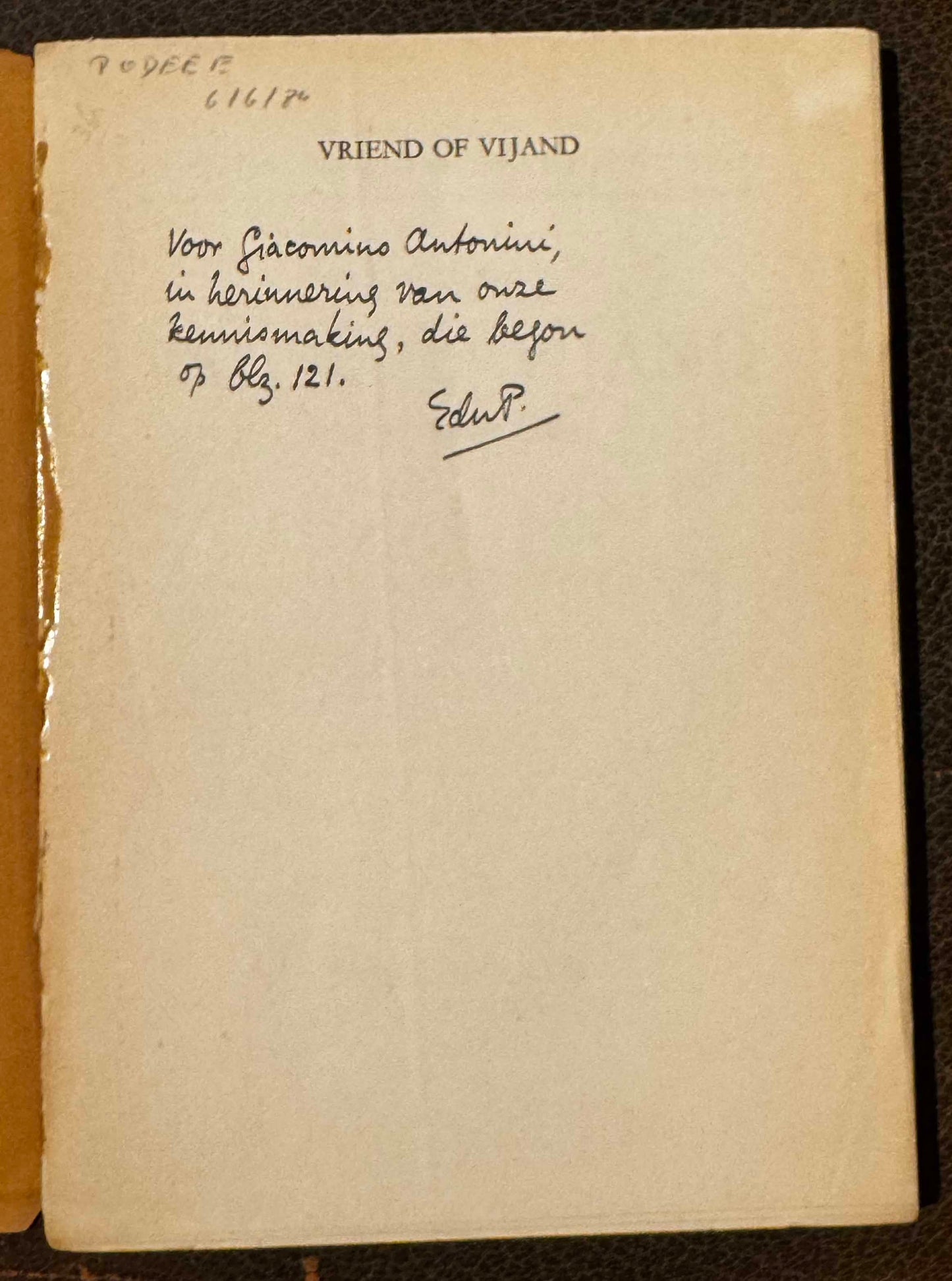 E. du Perron, Vriend of vijand. Brussel, A.A.M. Stols - Uitgever, [1930]