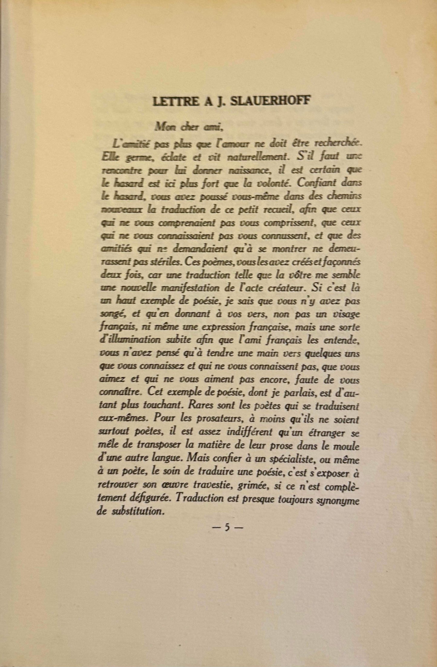 J. Slauerhoff. Fleurs de marécage. Tirés a trente exemplaires aux frais d'un amateur [Chaumont-Gistoux, E. du Perron, 1929]