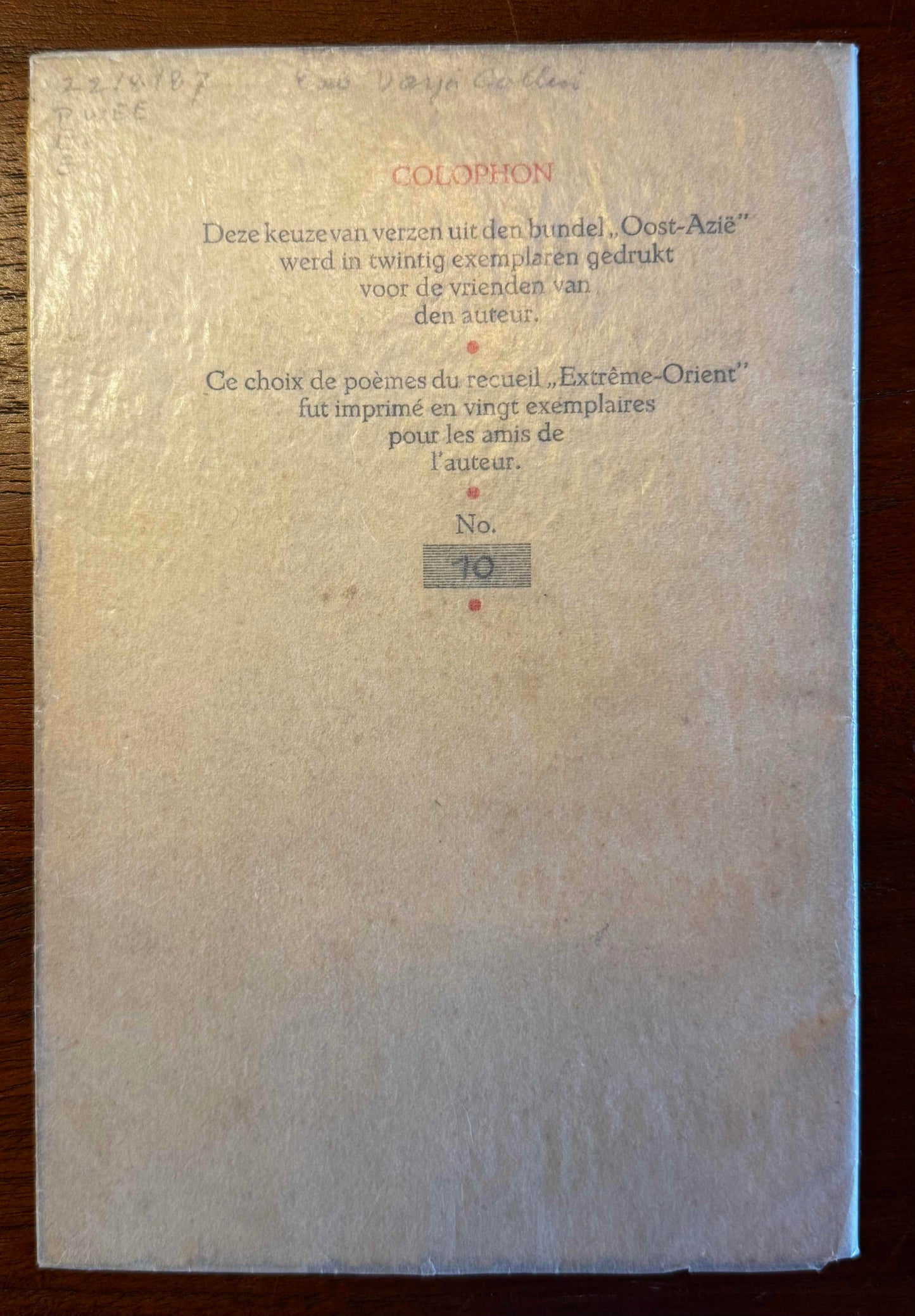 J. Slauerhoff, Oost Azië door J. Ravenswood. [Bergen, eigen beheer, 1928]