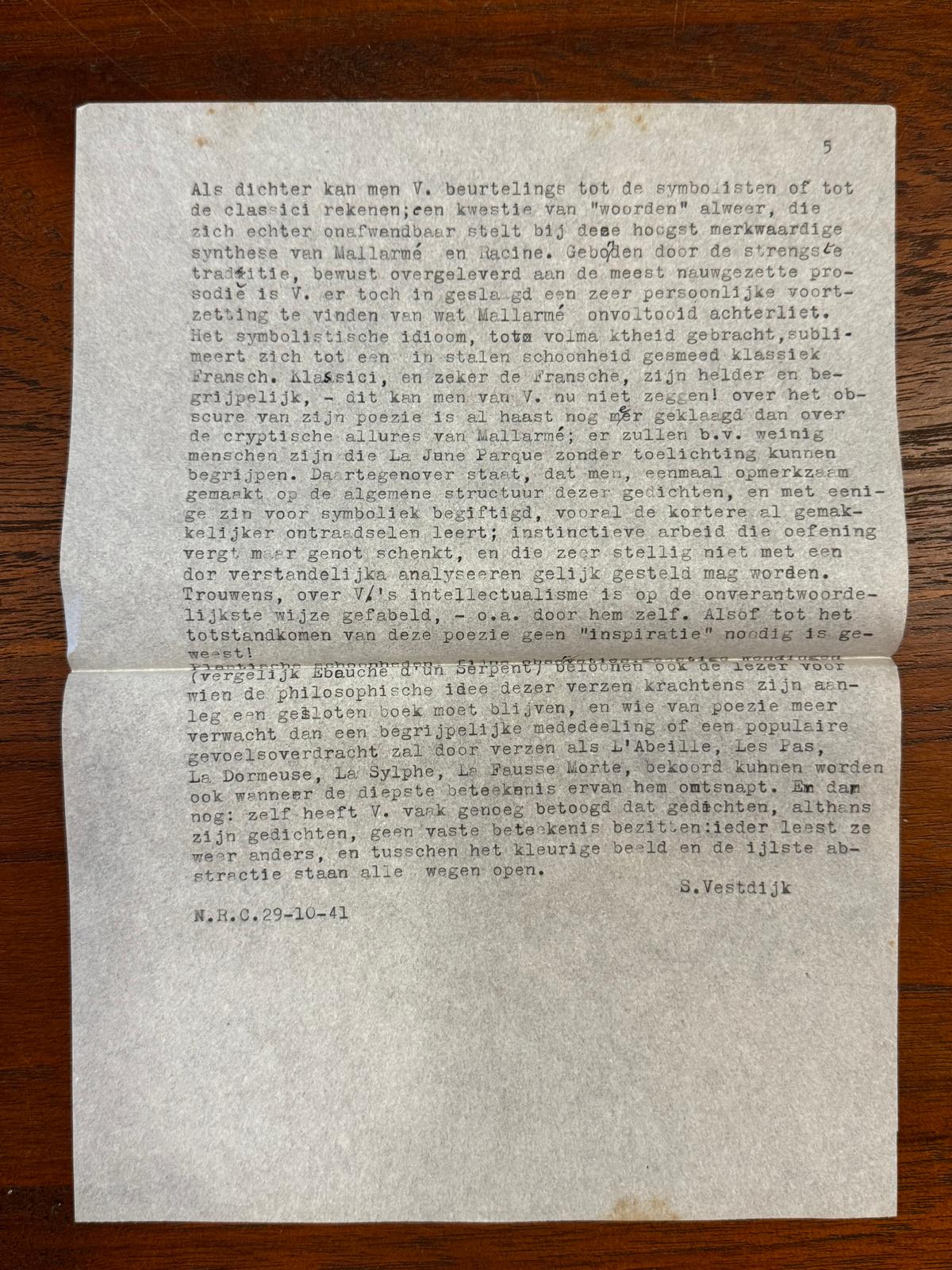 Symbolist en classicus. 29-10-41