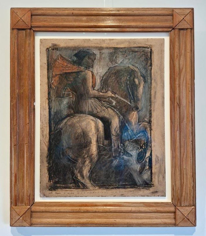 Konijnenburg, Willem van Ruiter met rode mantel. 1915, krijt op board.