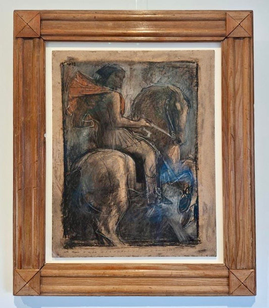 Konijnenburg, Willem van Ruiter met rode mantel. 1915, krijt op board.