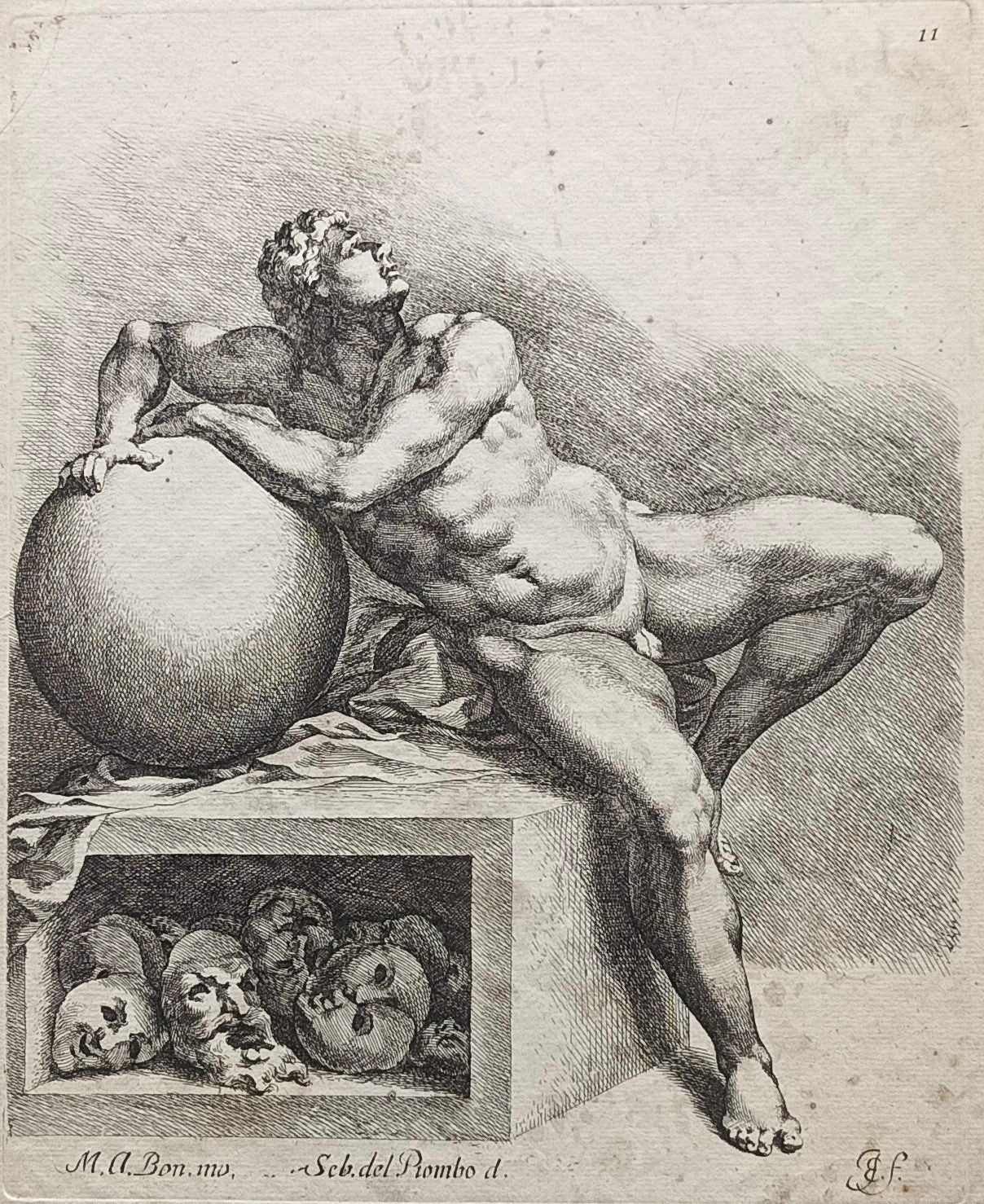 Michelangelo after, by Jan de Bisschop (1628-1671) The Dream of Human Life. 1641
