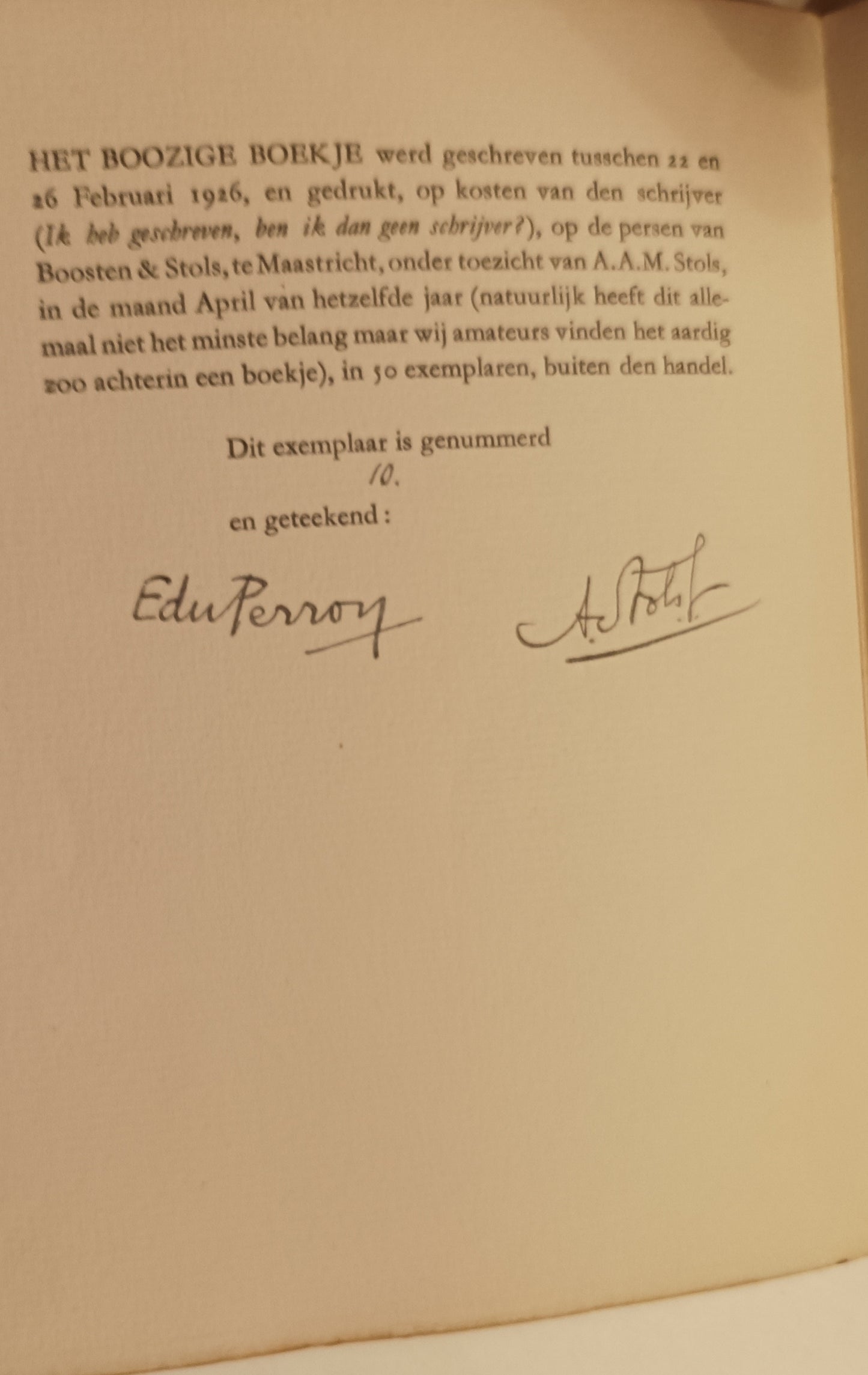 [Gesigneerd] E. du Perron. Het Boozige Boekje.