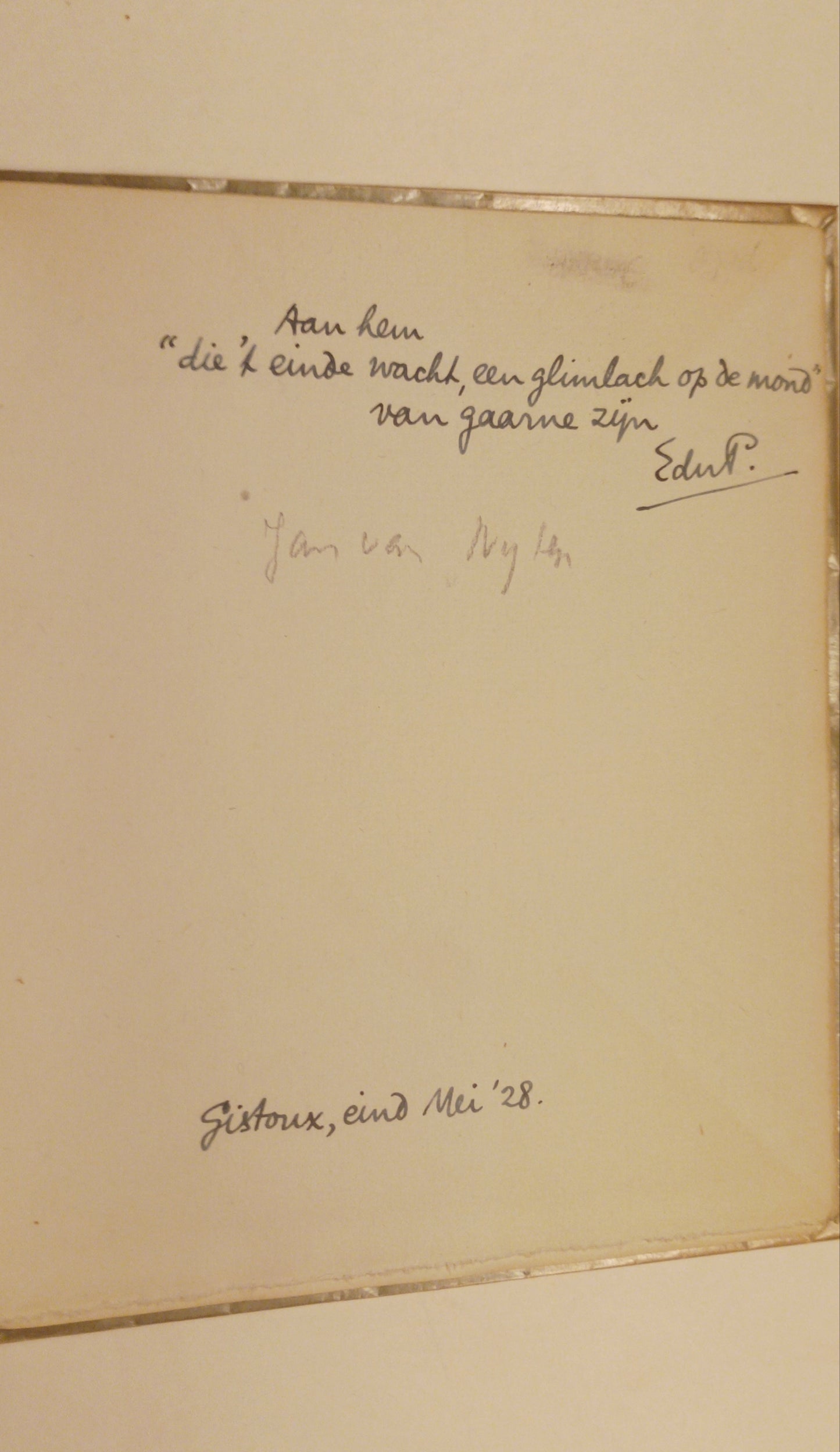 [Gesigneerd] E. du Perron. Gebed bij de Harde Dood.