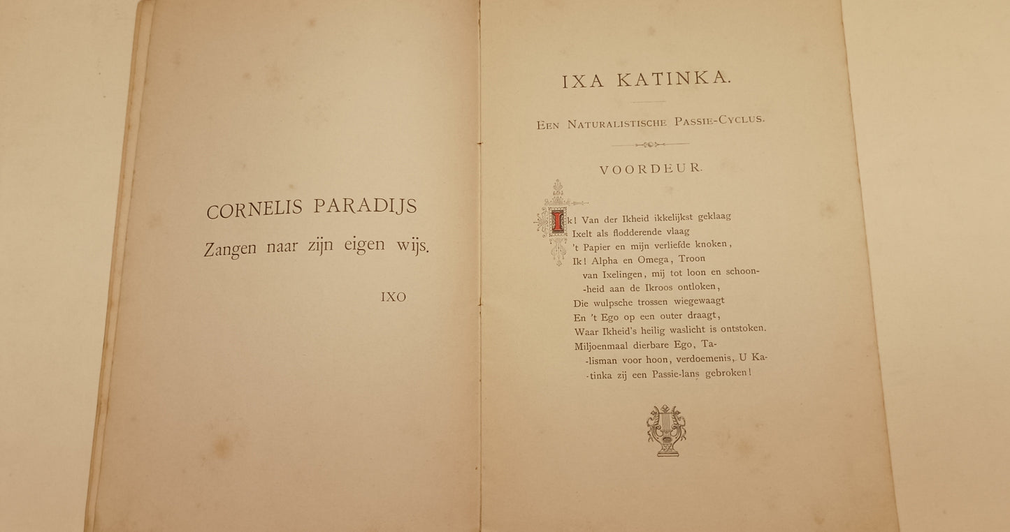 [Tachtigers] Ixo [pseud. F. Smit Kleine]. Naturalistische passie-cyclus van elf zangen met voor- en achterdeur.