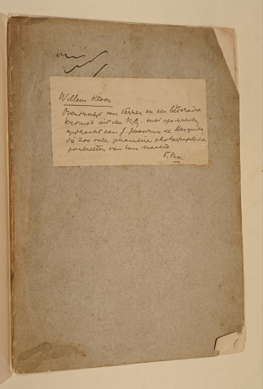[Gesigneerd. Fotografie. Jessurun de Mesquita] Willem Kloos. [12] Verzen + Literaire kroniek [over Hélène Swarth].