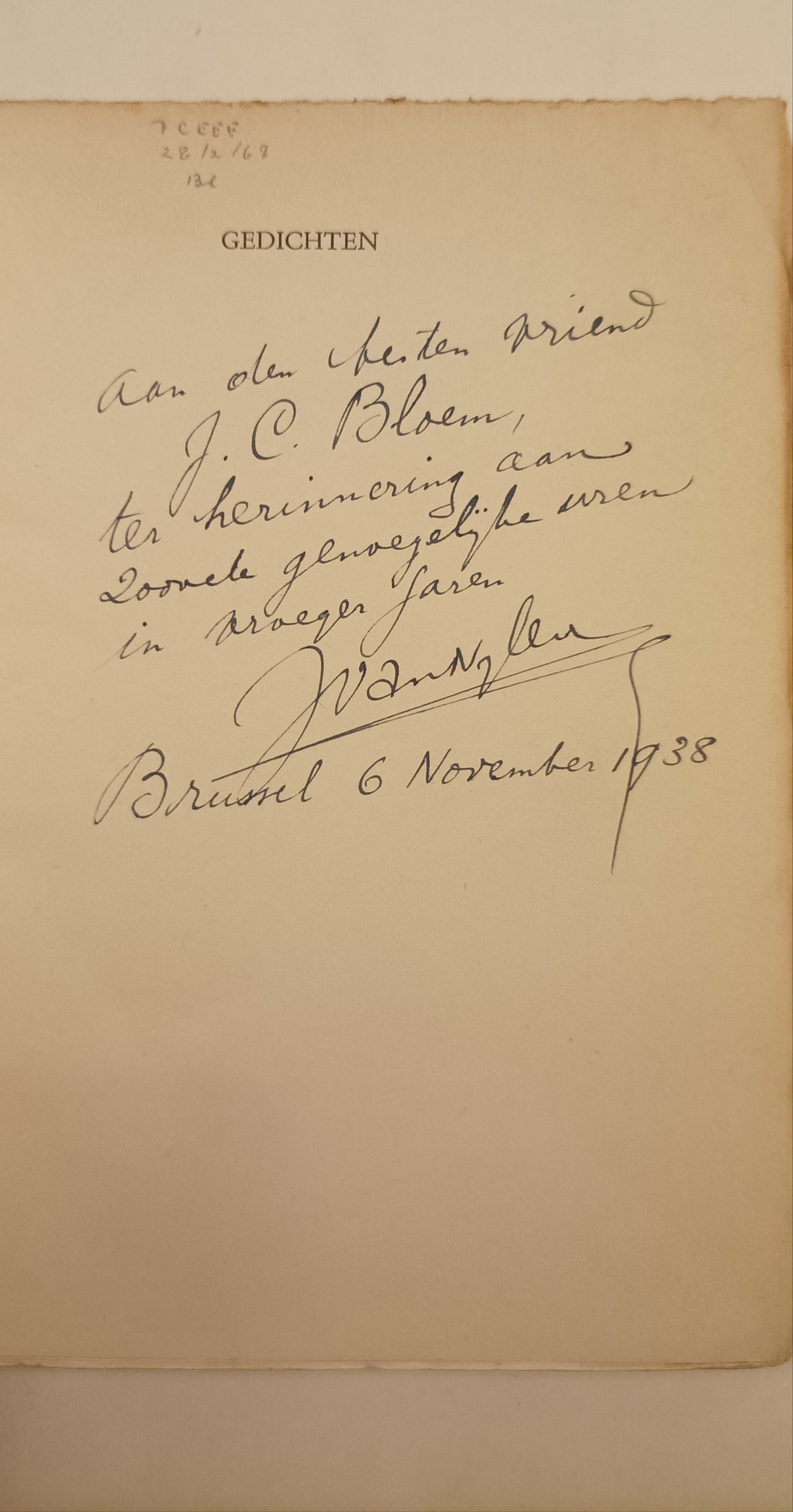 [Gesigneerd] Jan van Nijlen. Gedichten 1906-1938.