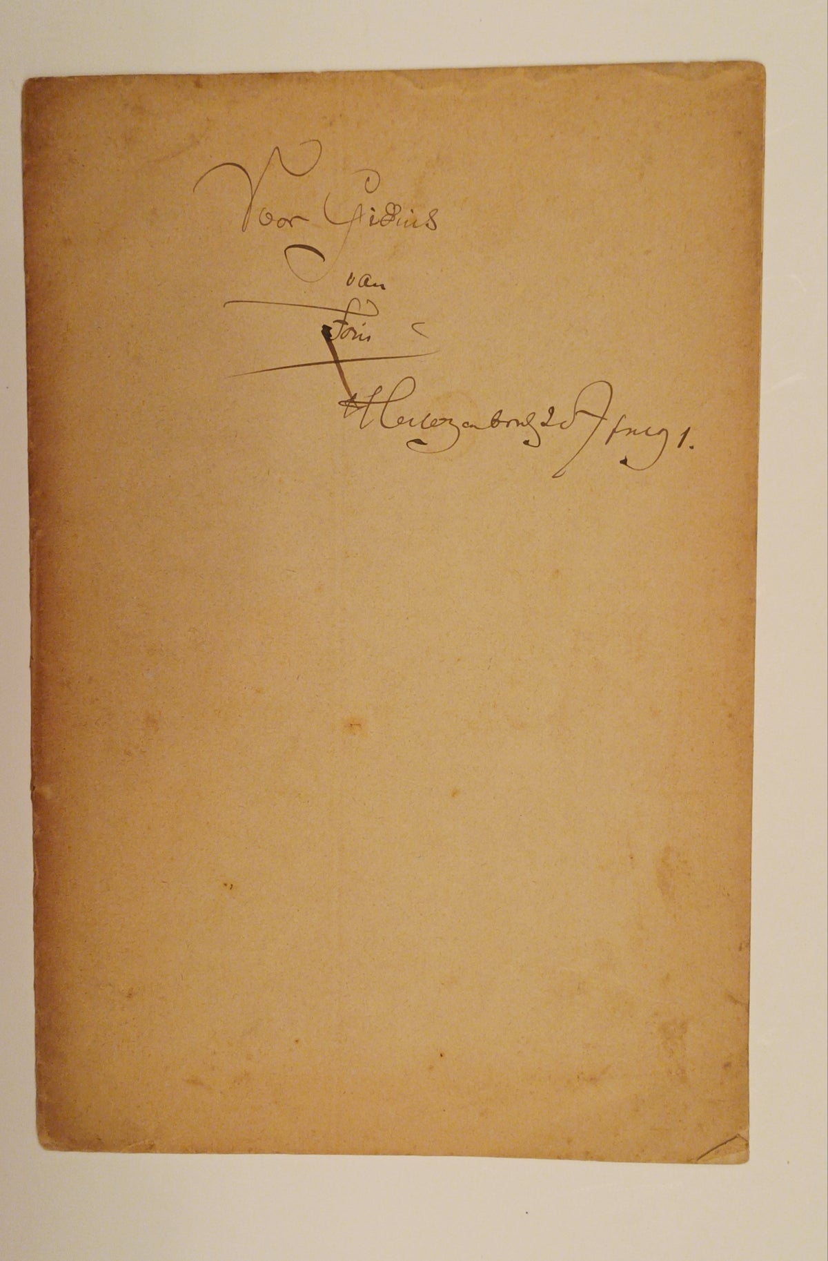 [Gesigneerd] Alphons Diepenbrock. ‘Over Verhulst’.