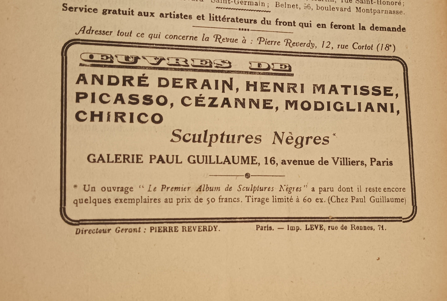 [Cubism. Dada] Pierre Reverdy (ed.). Nord – Sud. Revue Littéraire.