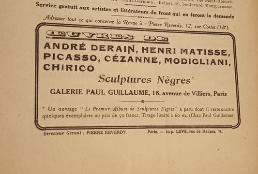 [Cubism. Dada] Pierre Reverdy (ed.). Nord – Sud. Revue Littéraire.