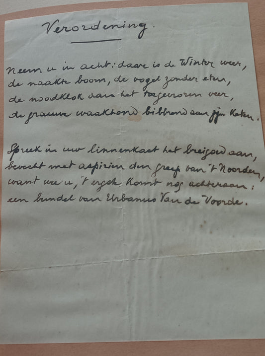 [Manuscript] Richard Minne. ‘Verordening’.